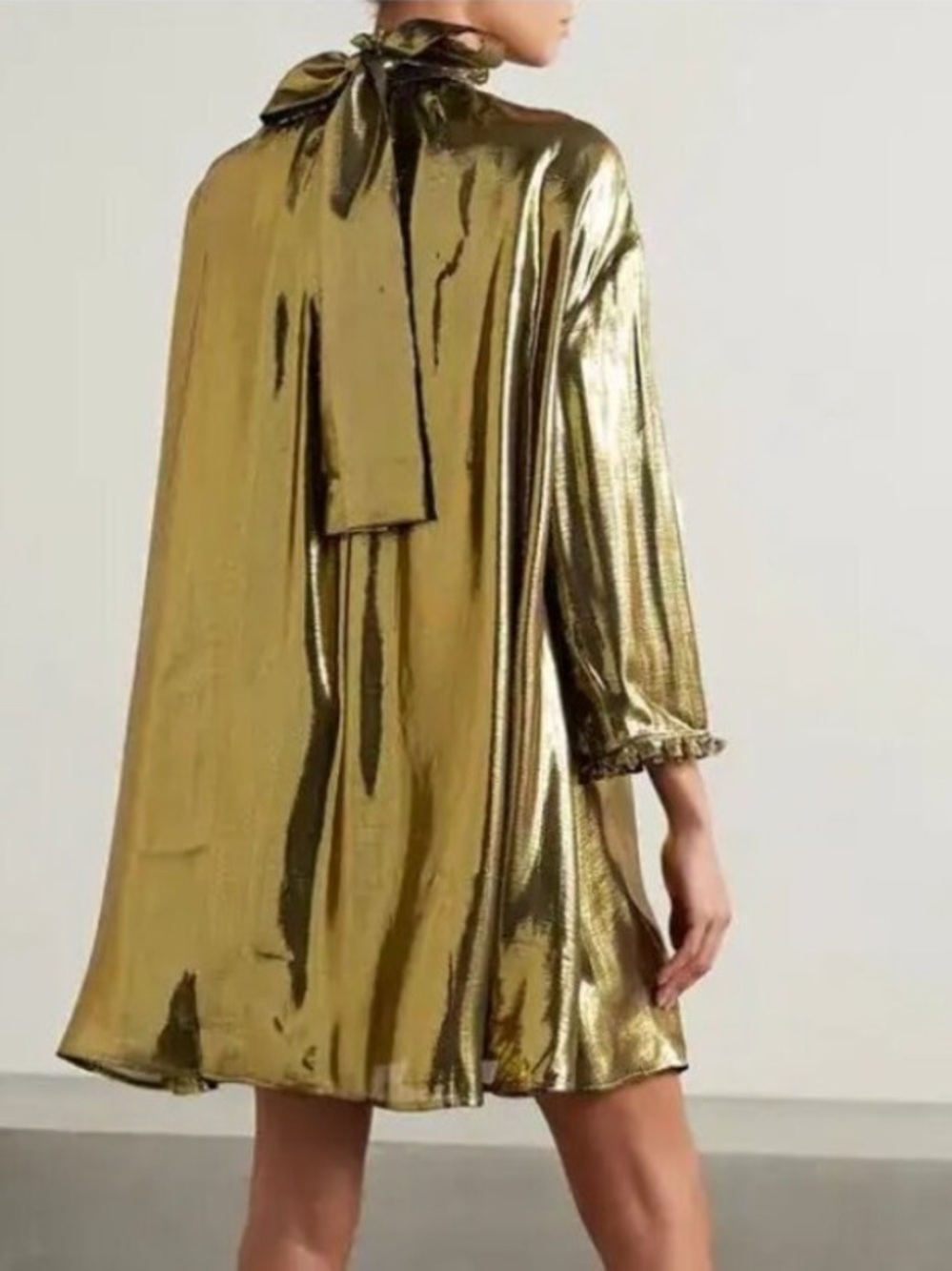NEW $595 RHODE PRIYA METALLIC SILK BLEND TRAPEZE STYLE MINI DRESS SIZE M/L - Picture 4 of 14
